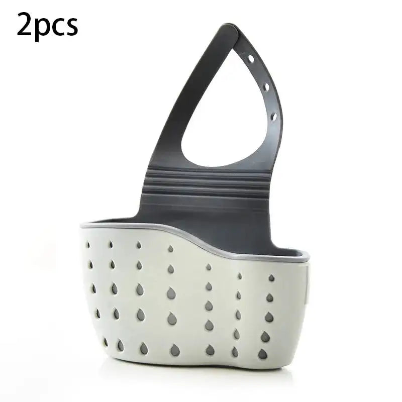 Sink Draining Hanging Basket Adjustable Kitchen Accessories Rubber Sink Bag Soap Sponge Shelf Faucet Holder for Bathroom 1PC