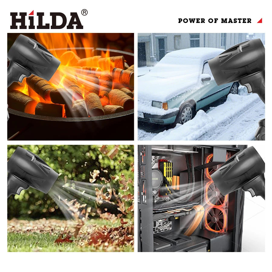 HILDA Handheld Fan 1000W Storm Air Blower Stepless Speed Cleanner Dust Blower Electric Violent Air Gun for Makita Battery