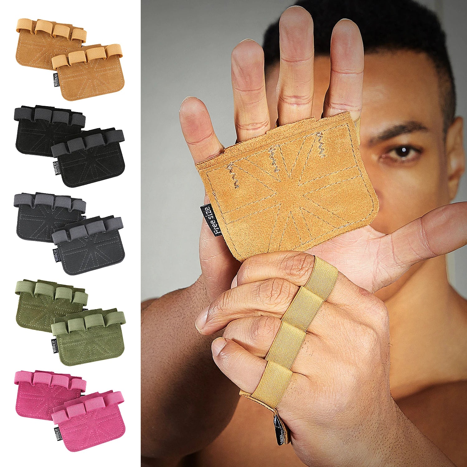 1 Pair Cowhide Gym Gloves Grips Anti-Skid Weight Power Belt Lifting Pads Deadlift Belt Workout Crossfit Fitness Gloves Palm Prot
