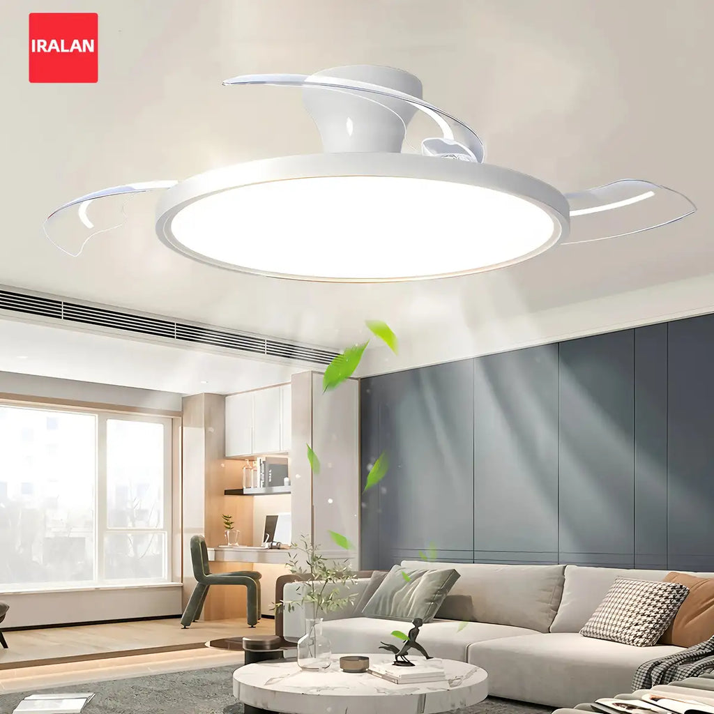 Silent Ceiling Fan Light for Bedroom Decorative Lighting Lamp Air Invisible Blade Retractable Smart Ceiling Fan with Light
