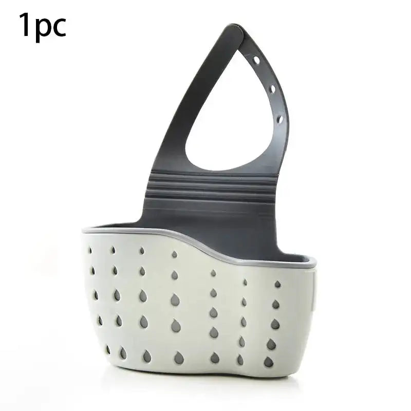 Sink Draining Hanging Basket Adjustable Kitchen Accessories Rubber Sink Bag Soap Sponge Shelf Faucet Holder for Bathroom 1PC