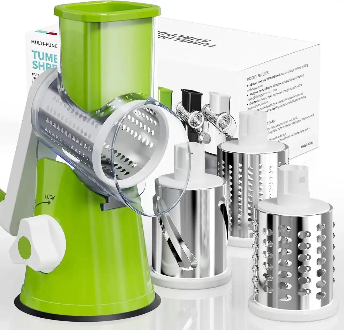 Hand Crank Rotary Vegetable Cutter 3 Drum Grater 3-in-1 - Velnix Smart